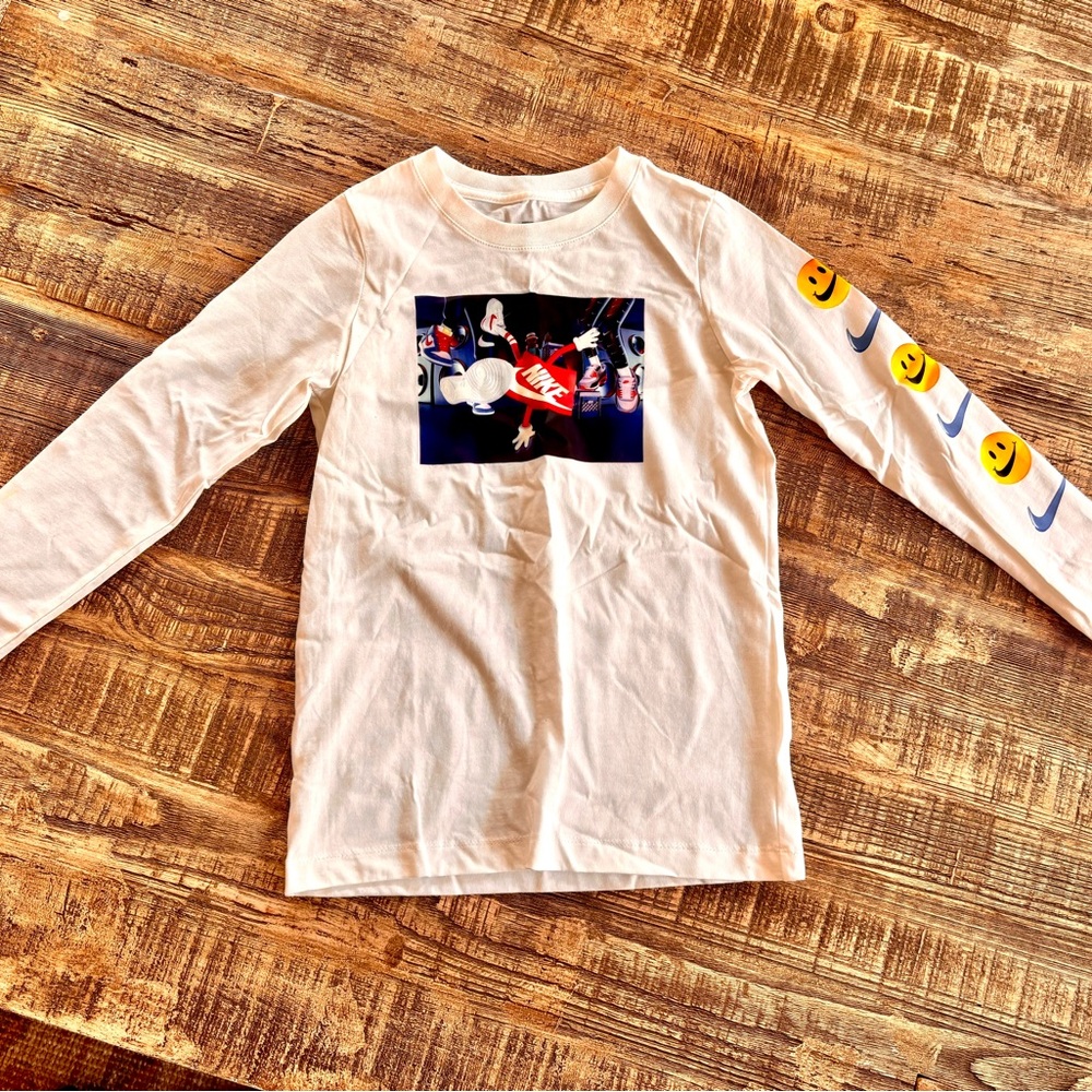Kids White Graphic Long Sleeve Shirt